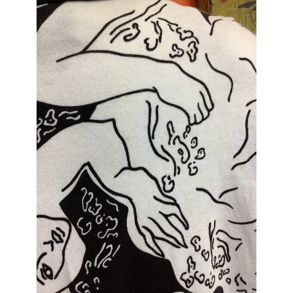 Vintage 1980's-90's Crescendo Black and White Portrait Print Tunic Dress- M/L - Picture 7 of 16